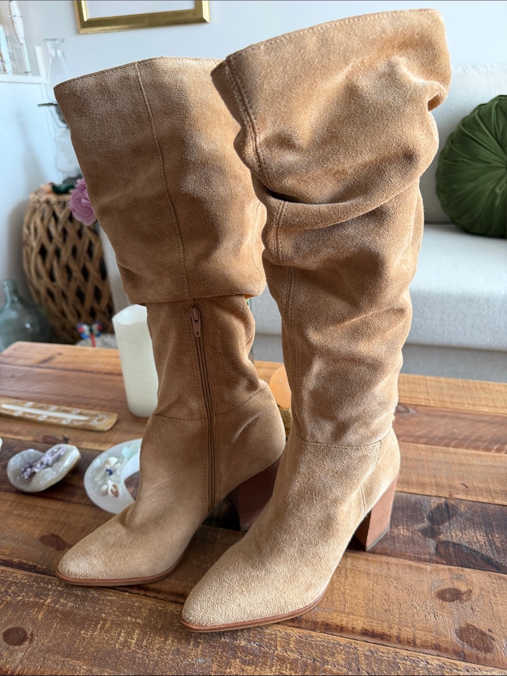 Steve Madden Tan Suede Slouch Boots